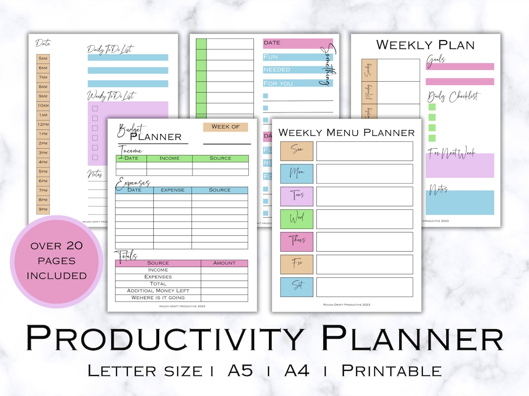 Daily Productivity Planner Printable, Instant Download, Productivity ...