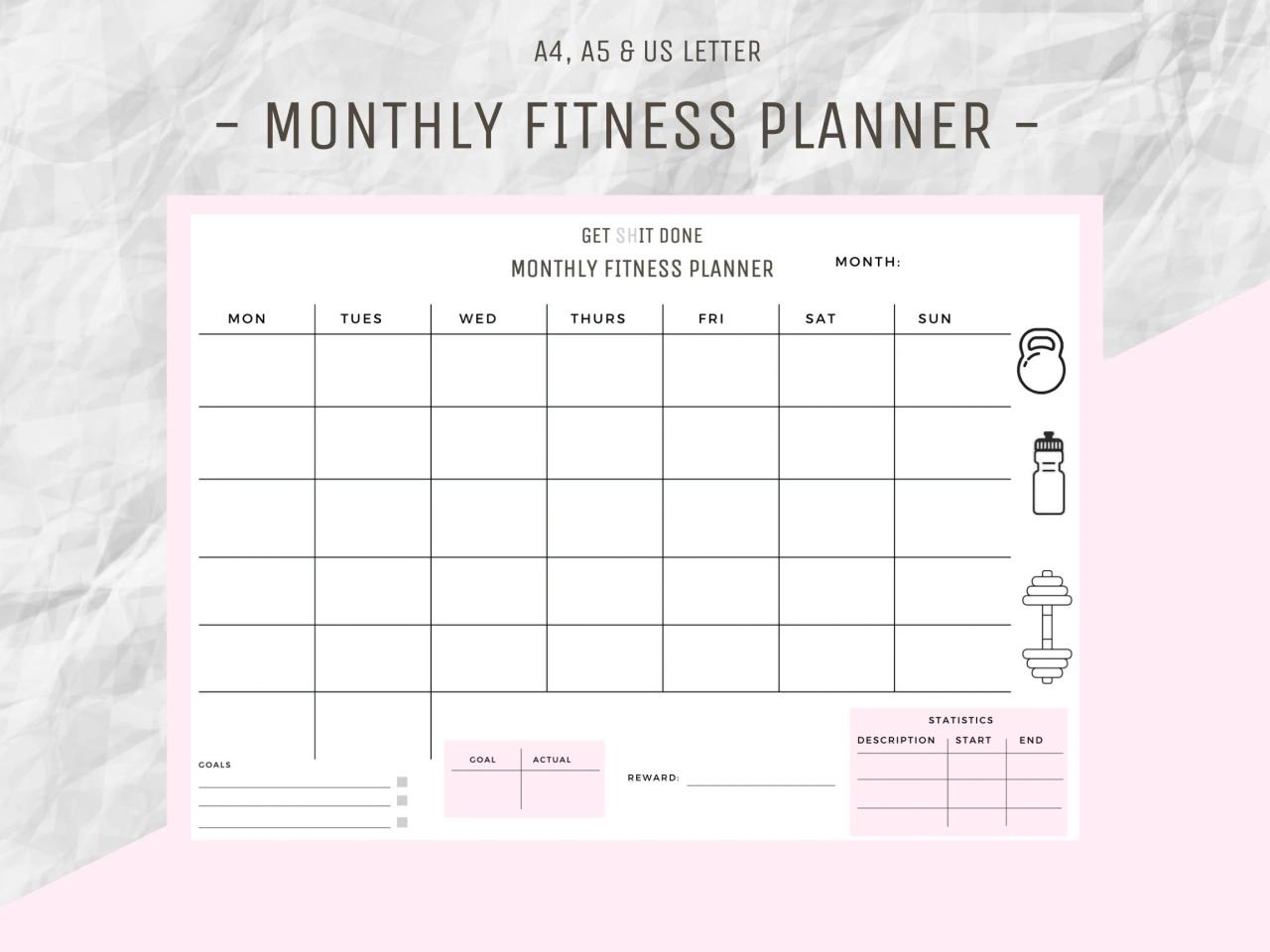 Printable Fitness Tracker - Printable Calendars AT A GLANCE