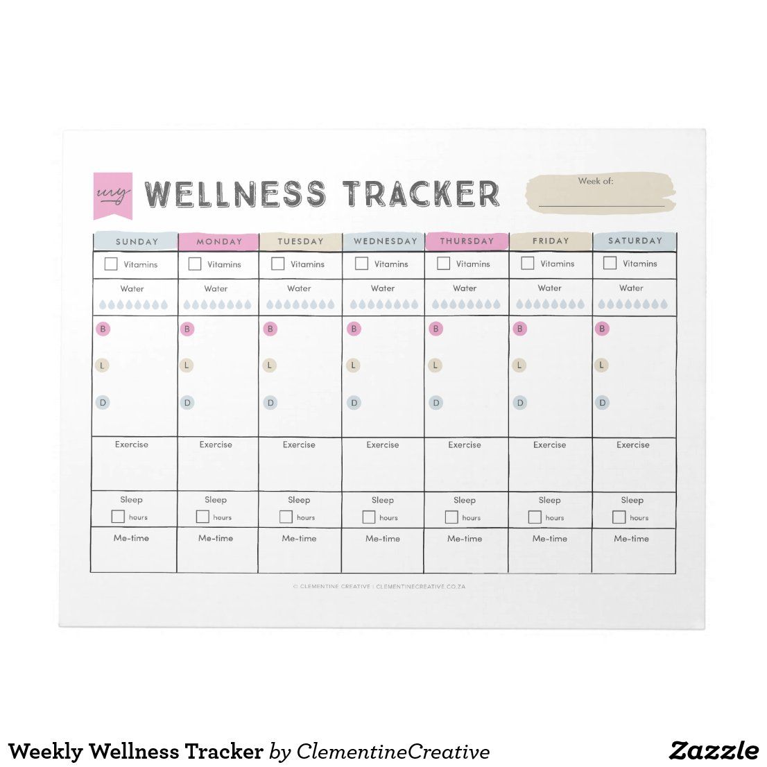 Weekly Wellness Tracker Notepad | Zazzle | Wellness tracker, Wellness ... Weekly Wellness Tracker Notepad | Zazzle | Wellness tracker, Wellness ...