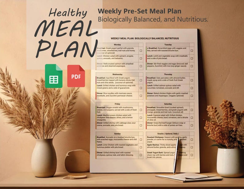 Healthy Meal Plan: Pre-set Weekly Planner, Balanced Menu and Nutritious ... Healthy Meal Plan: Pre-set Weekly Planner, Balanced Menu and Nutritious ...