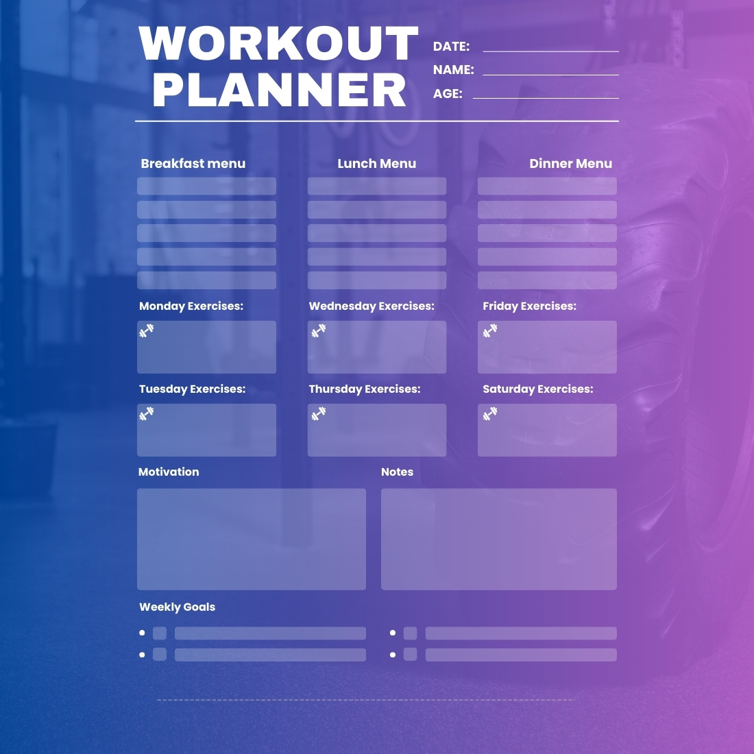 Workout Planner Template - MasterBundles