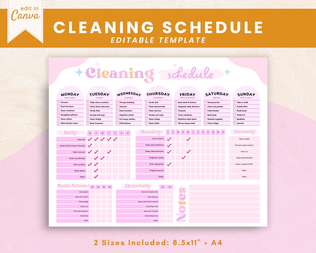 Editable and Printable Cleaning Planner Templates With - Etsy