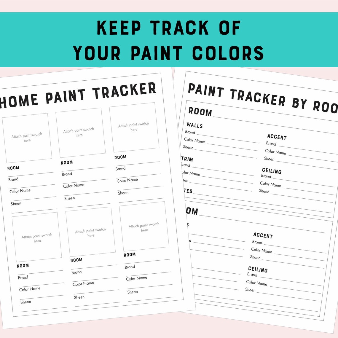 Printable Home Improvement Planner Paint Tracker Cleaning - Etsy